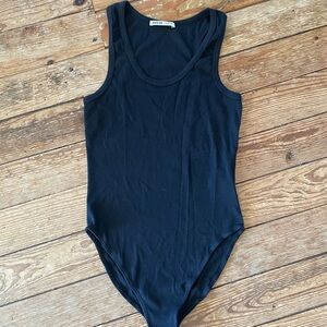Agolde Black Ribbed Tank Bodysuit - Scoop Neck